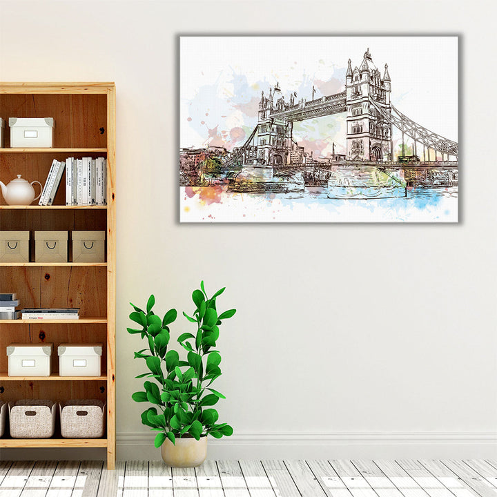 Sketch of Tower Bridge London - Canvas Print Wall Art