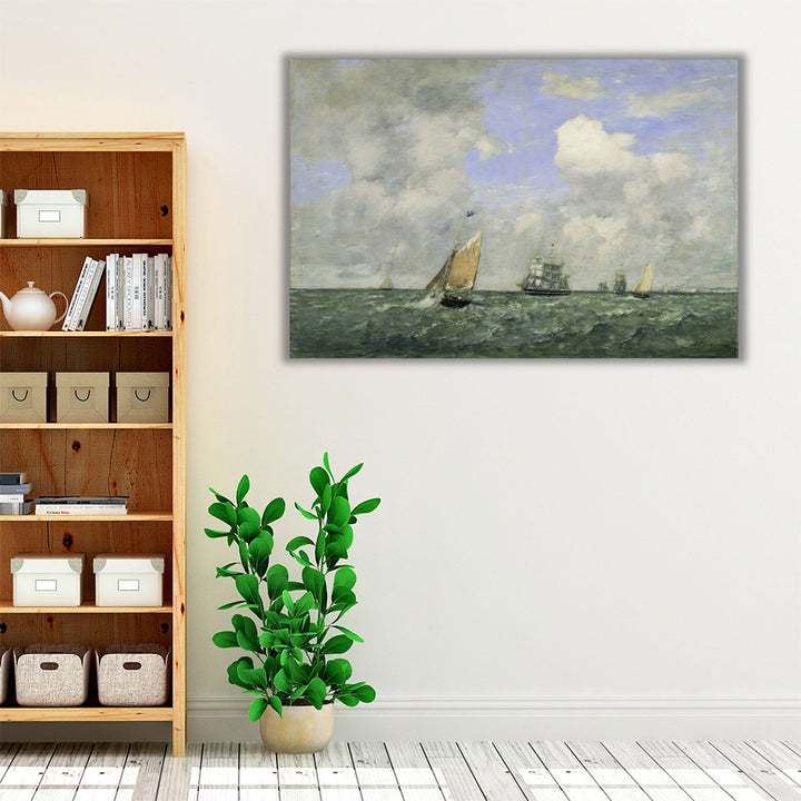 Ships and Sailing Boats Leaving Le Havre, 1887 - Canvas Print Wall Art