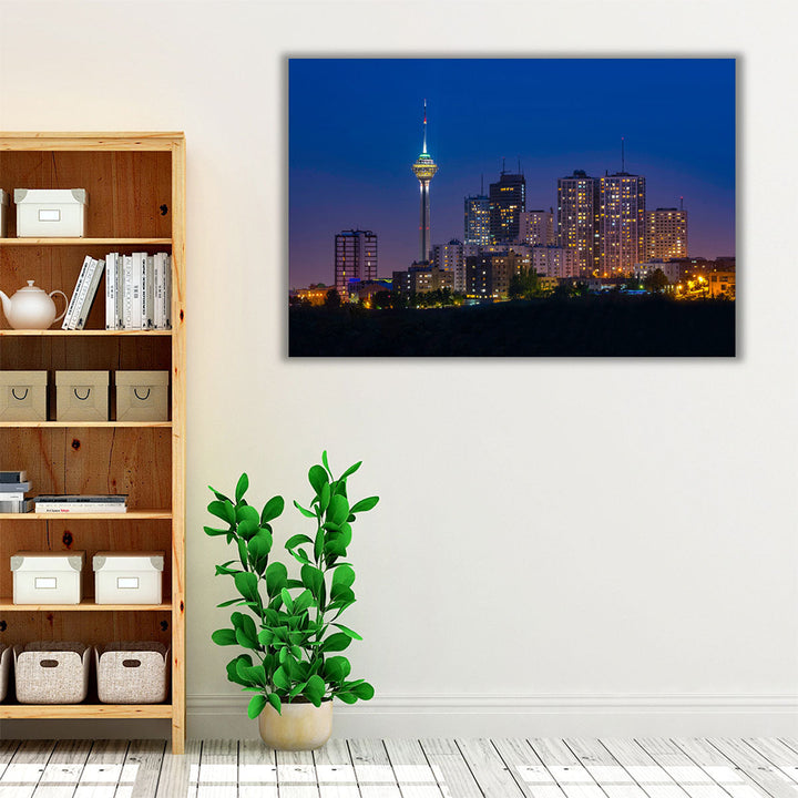 Tehran Skyline at Twilight, Iran - Canvas Print Wall Art