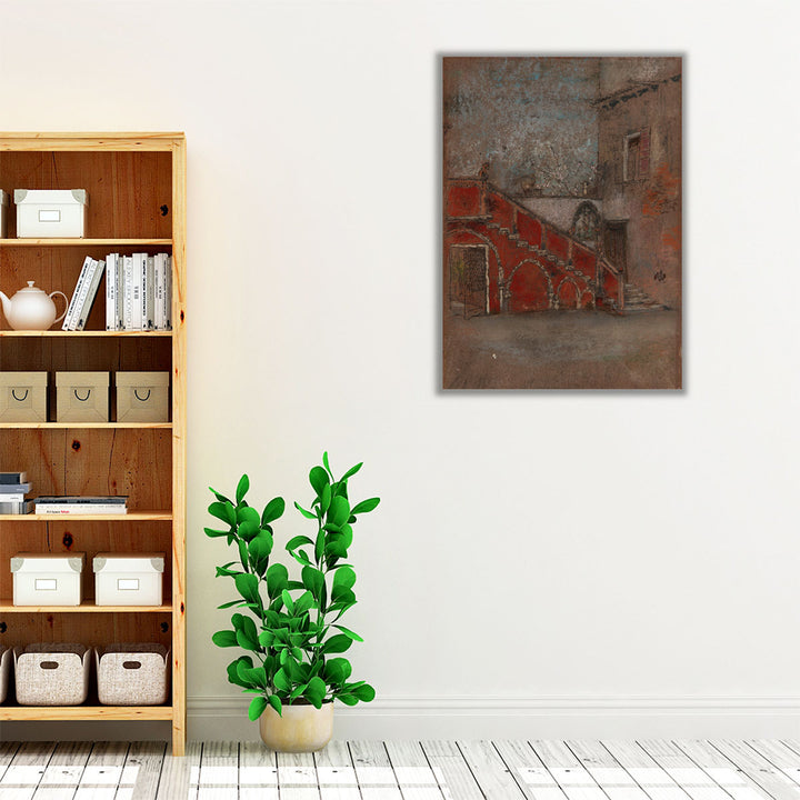 The Staircase, Note in Red - Canvas Print Wall Art