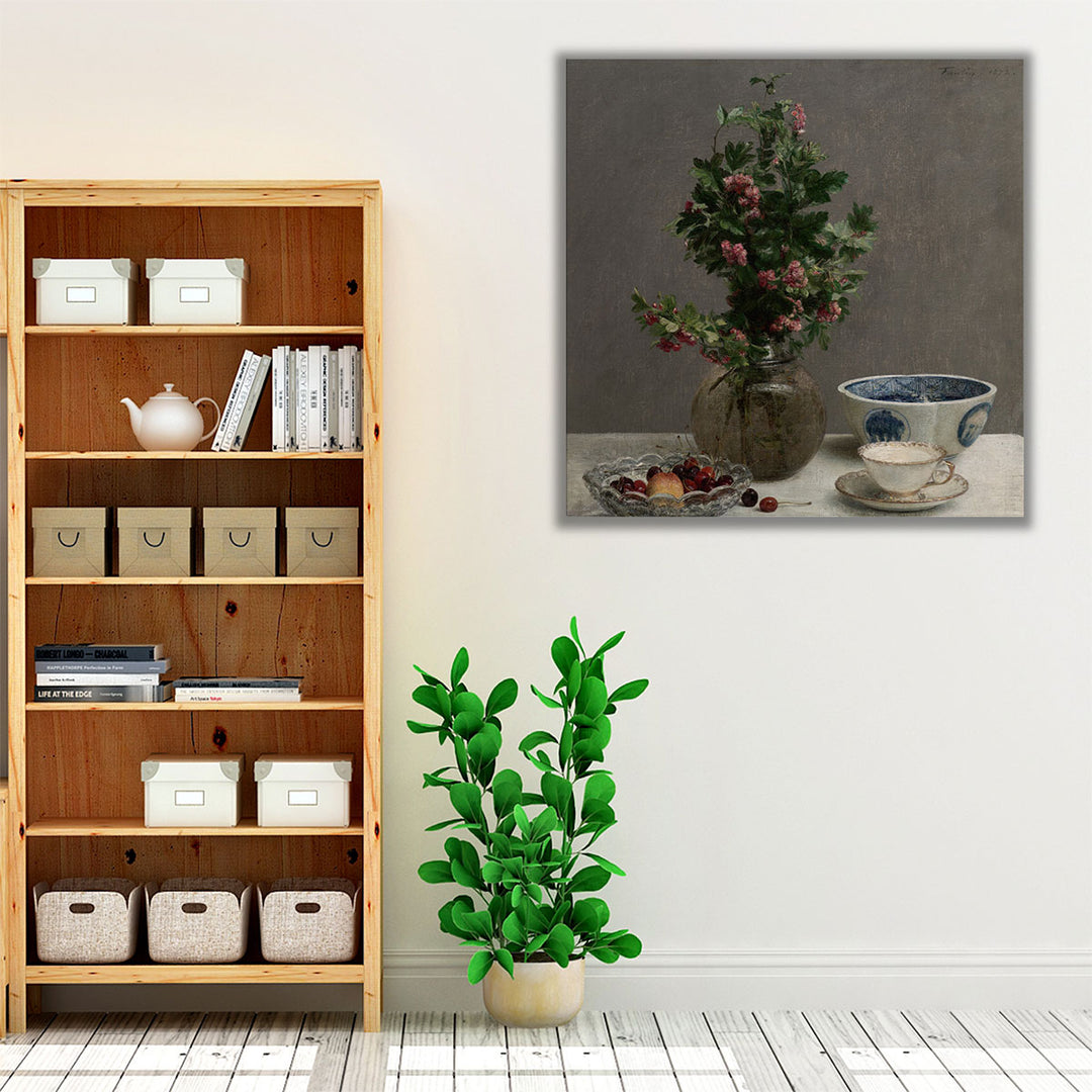 Still Life with Vase of Hawthorn - Canvas Print Wall Art