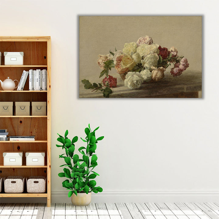 Bowl of Roses on a Marble Table, 1885 - Canvas Print Wall Art