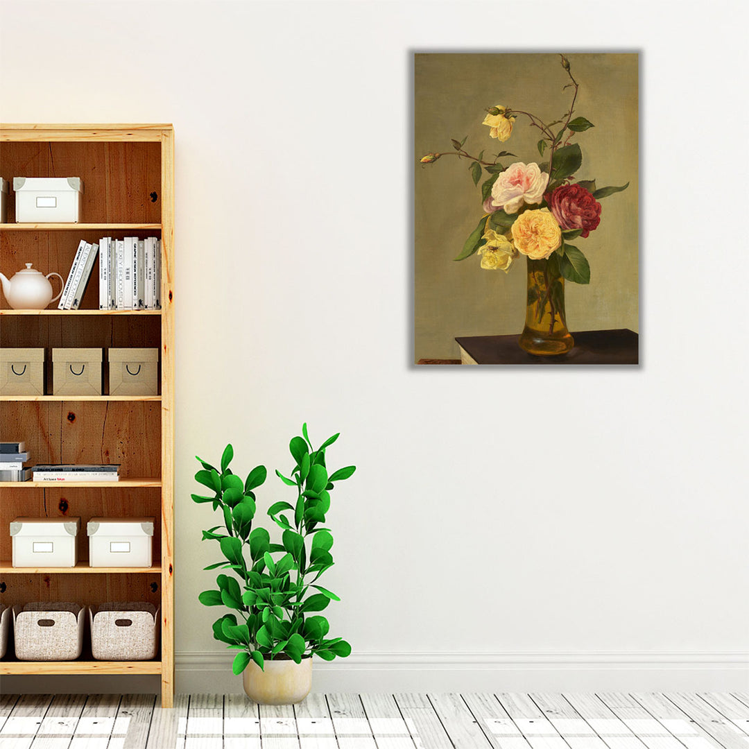 Roses in a Vase - Canvas Print Wall Art