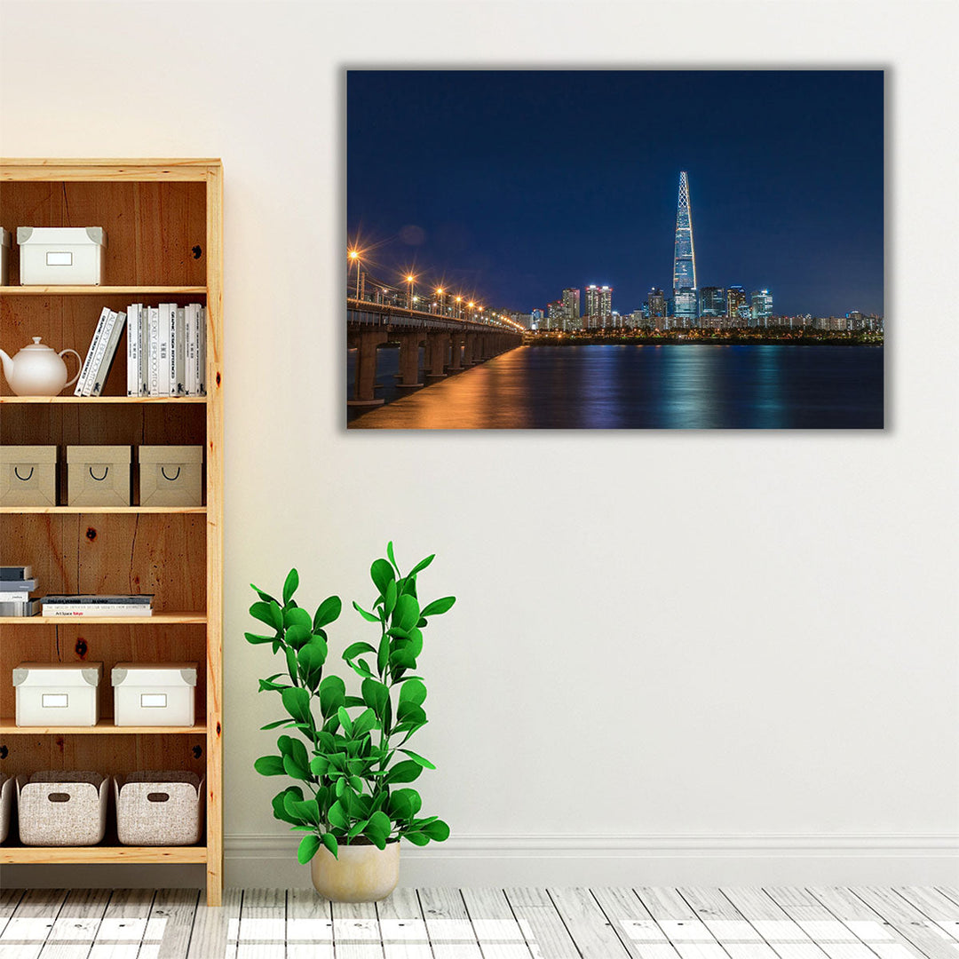 Seoul City Skyline At Han River, South Korea - Canvas Print Wall Art