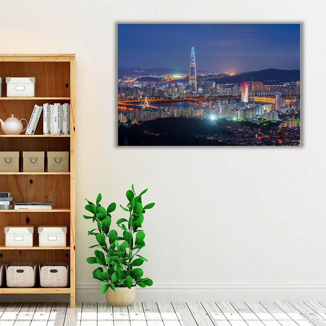 Seoul City Skyline, South Korea At Night - Canvas Print Wall Art