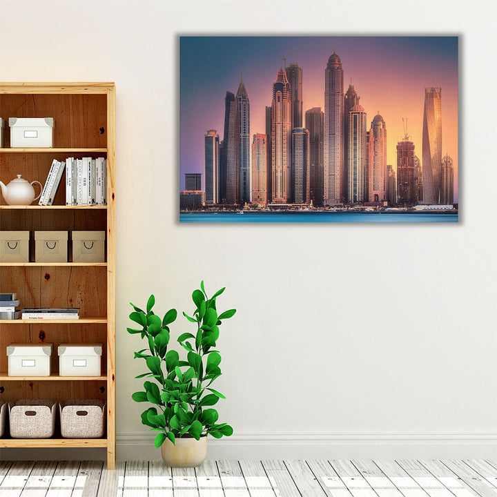 View from Palm Jumeirah in Dubai During Sunset - Canvas Print Wall Art