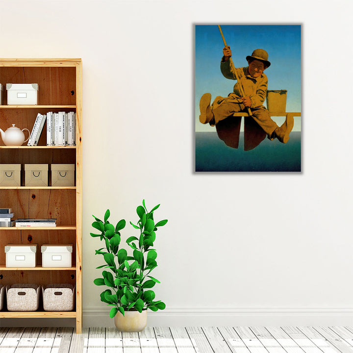 Fisherman on Pier, 1921 - Canvas Print Wall Art