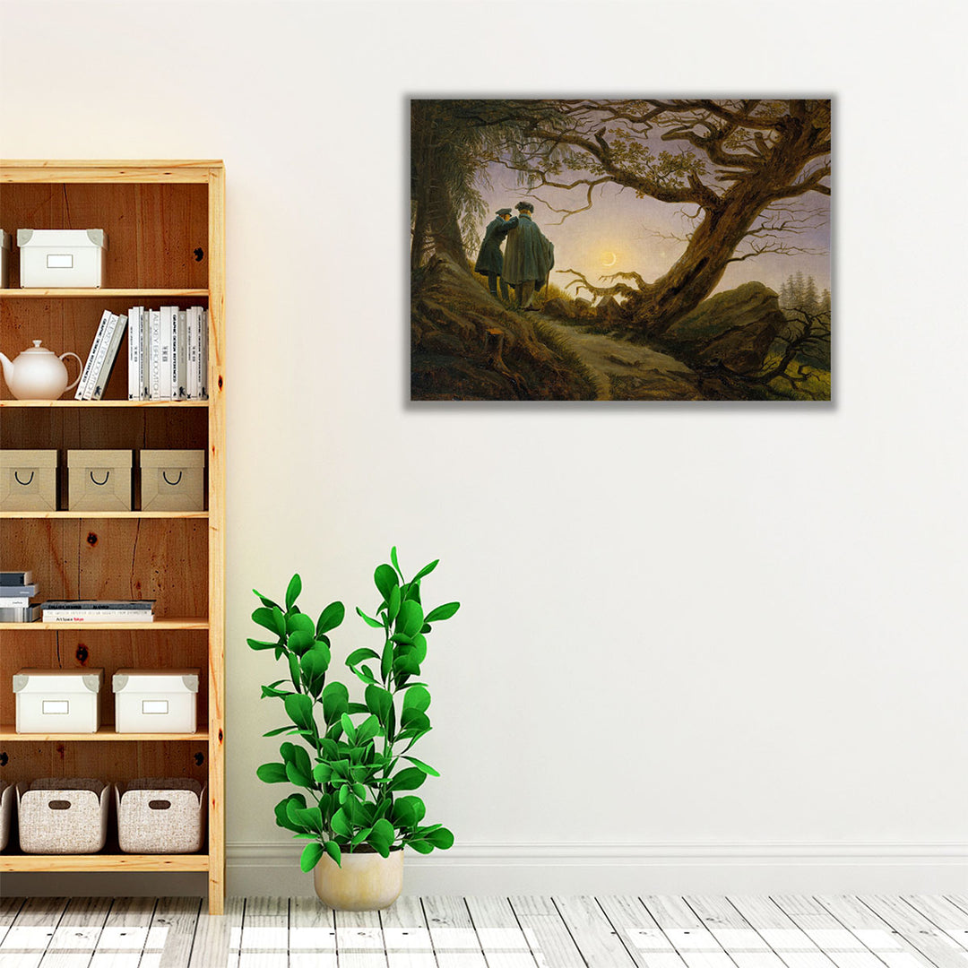 Two Men Contemplating the Moon - Canvas Print Wall Art
