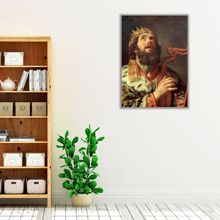 King David Playing the Harp - Canvas Print Wall Art