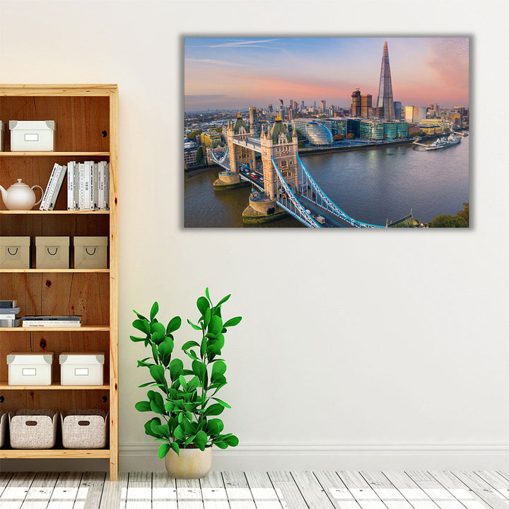 Aerial View of Tower Bridge in London - Canvas Print Wall Art