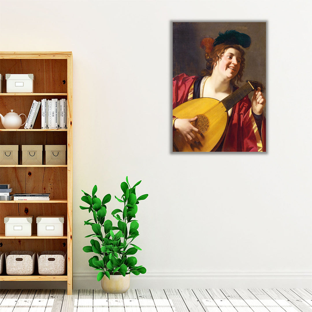 A Woman tuning a Lute, 1624 - Canvas Print Wall Art