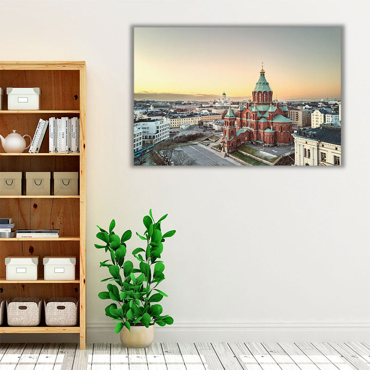 Aerial View of Uspenski Cathedral, Helsinki Finland - Canvas Print Wall Art