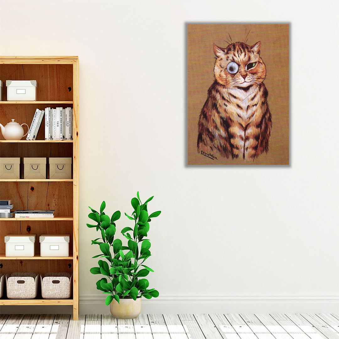 Cat With Monocle - Canvas Print Wall Art