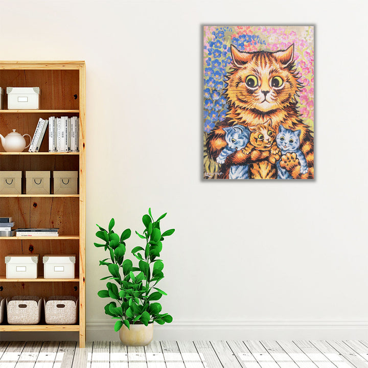 A Cat with her Kittens - Canvas Print Wall Art