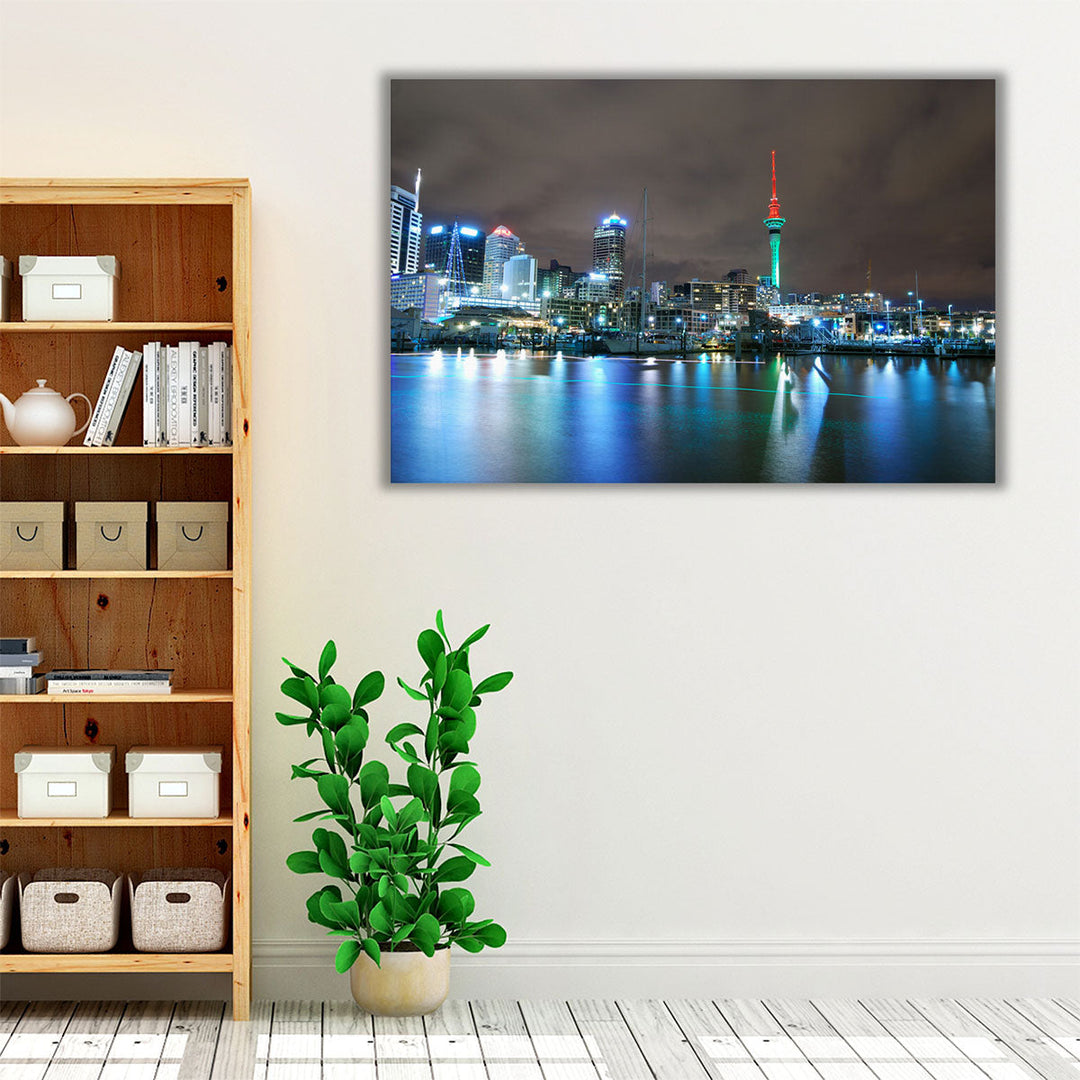 Auckland City in Australia at Night - Canvas Print Wall Art