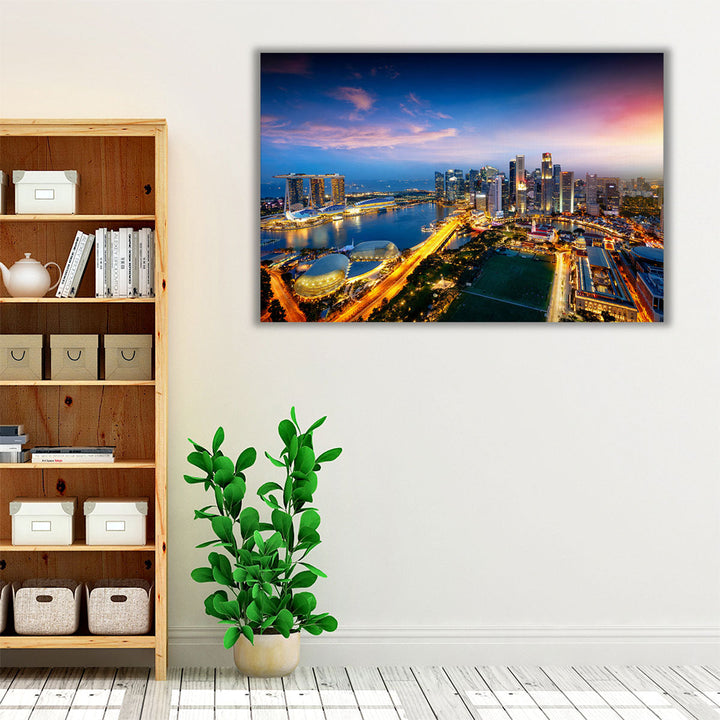 Business District, Singapore City Skyline - Canvas Print Wall Art