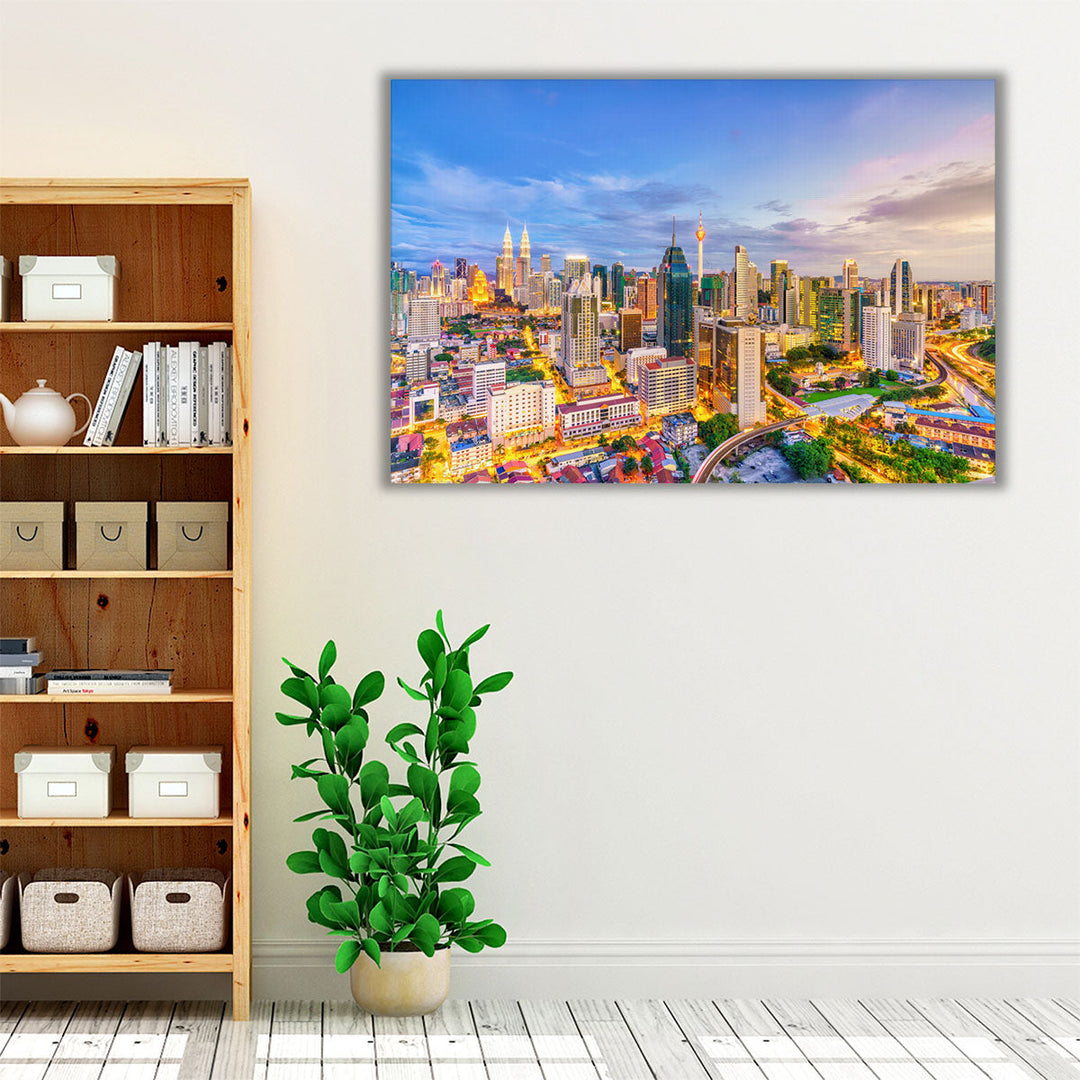 Downtown Kuala Lumpur at Twilight Malaysia - Canvas Print Wall Art