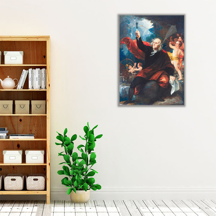 Benjamin Franklin Drawing Electricity from the Sky - Canvas Print Wall Art