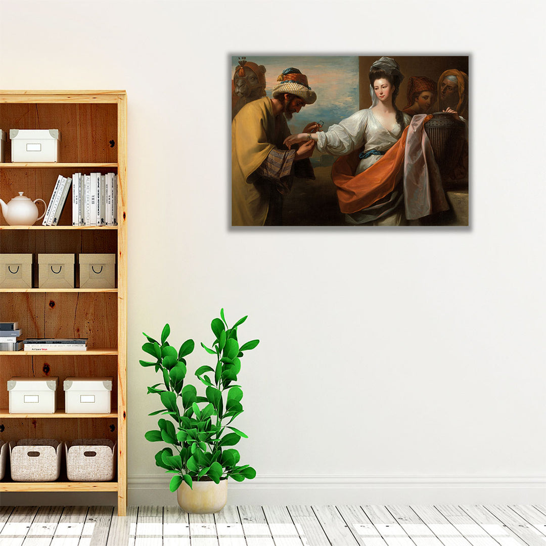 Isaac Servant Tying the Bracelet on Rebecca Arm - Canvas Print Wall Art