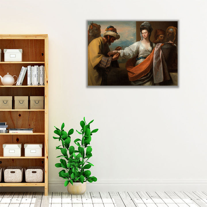 Isaac Servant Tying the Bracelet on Rebecca Arm - Canvas Print Wall Art