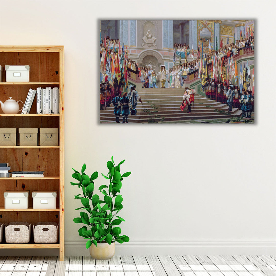 Reception of Le Grand Conde by Louis XIV at Versailles in 1674 - Canvas Print Wall Art
