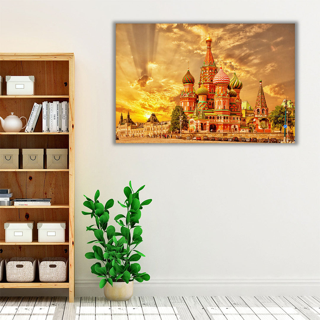 Red Square, View of St. Basil's Cathedral in Moscow, Russia - Canvas Print Wall Art