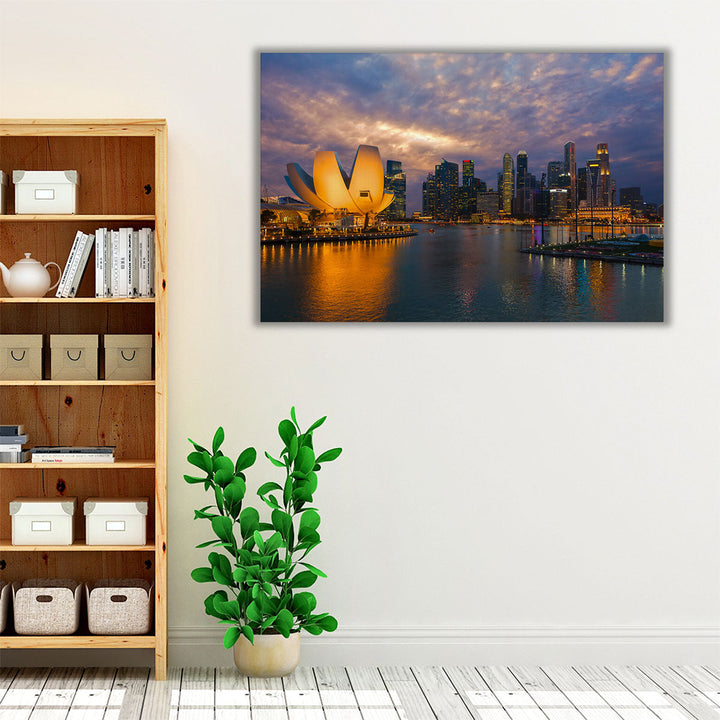 Singapore City Skyline at Sunset - Canvas Print Wall Art