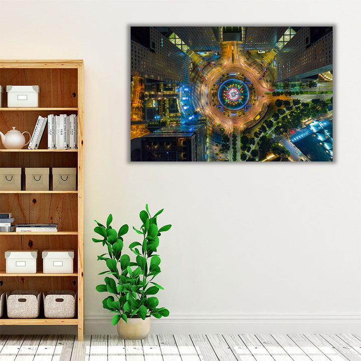 Topview of Fountain of Wealth at Suntec city, Singapore - Canvas Print Wall Art