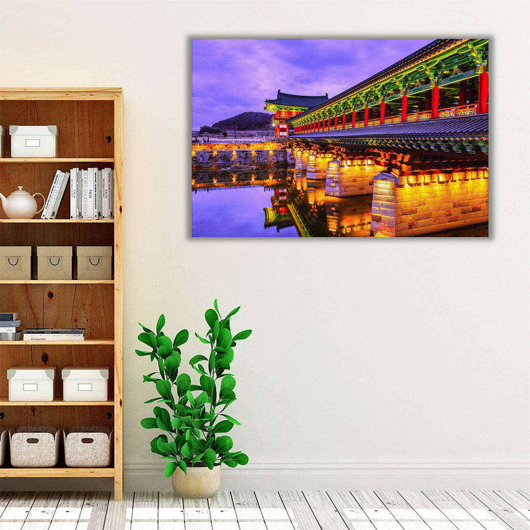 Woljeong Bridge at Night of Gyeongju City, South Korea - Canvas Print Wall Art