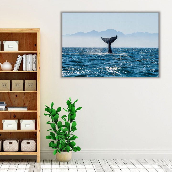 Seascape with Humpback Whale Tail - Canvas Print Wall Art