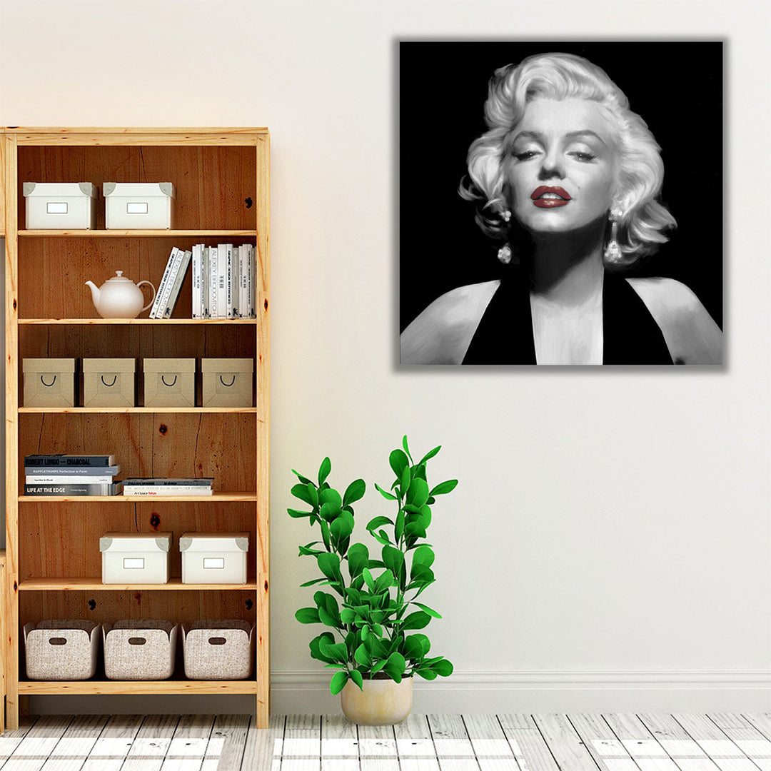 Halter Top Marilyn Red Lips - Canvas Print Wall Art