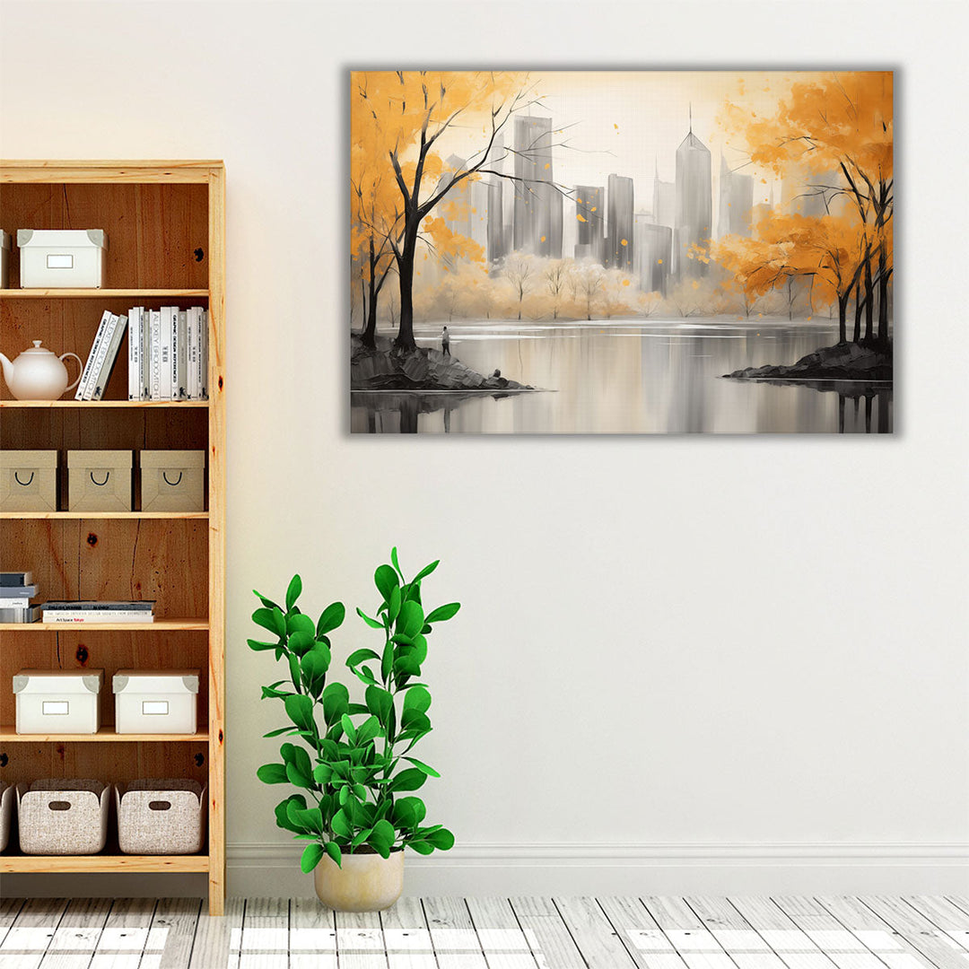 Golden Glow of a Cityscape - Canvas Print Wall Art