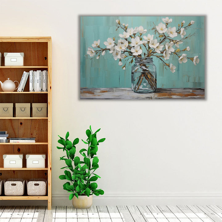 Mason Jar Bloom - Canvas Print Wall Art