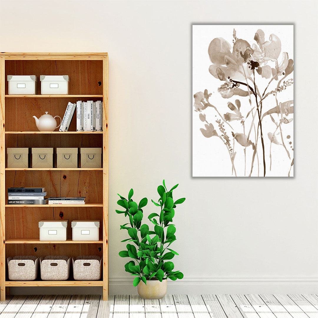 Neutral Floral Overlay I - Canvas Print Wall Art