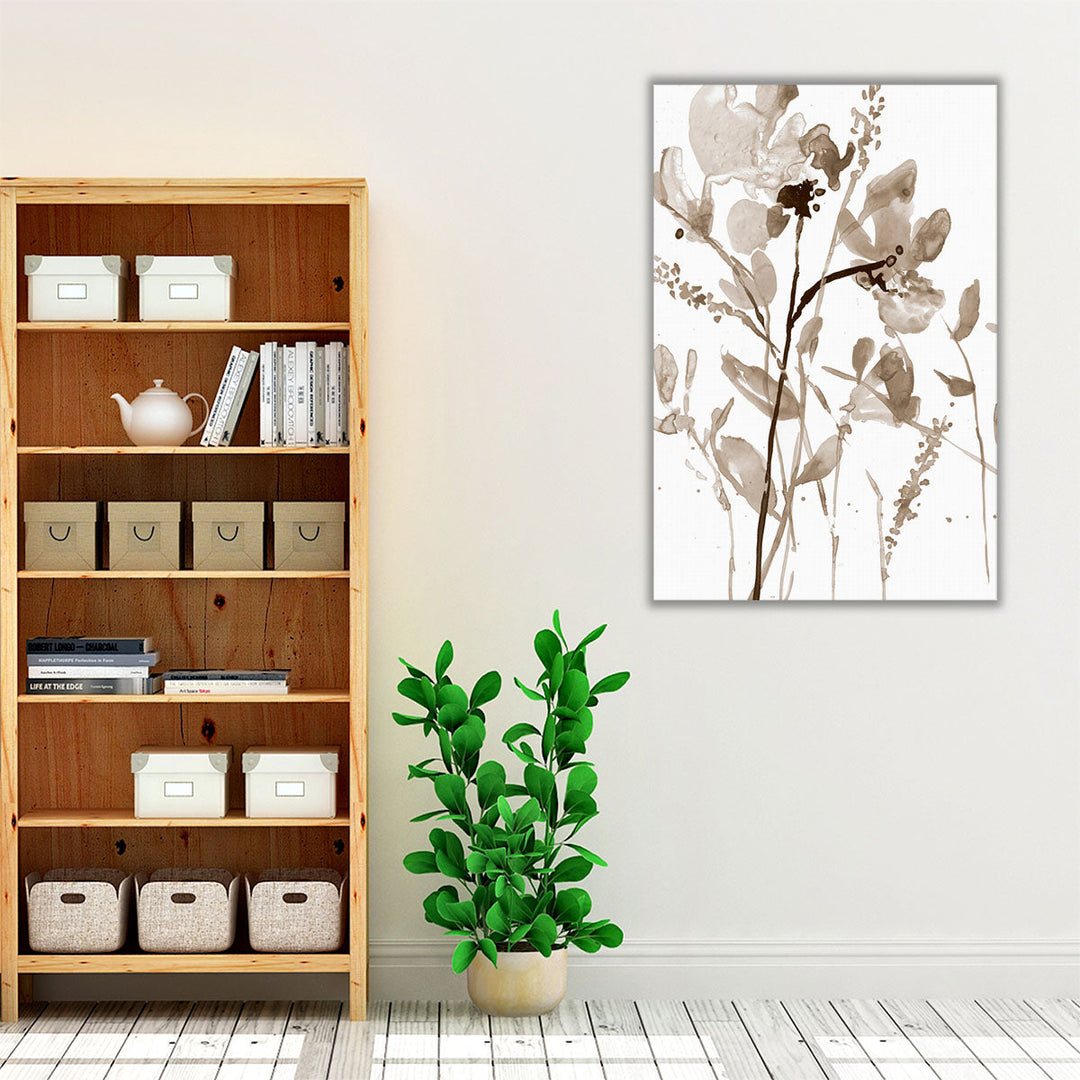 Neutral Floral Overlay II - Canvas Print Wall Art