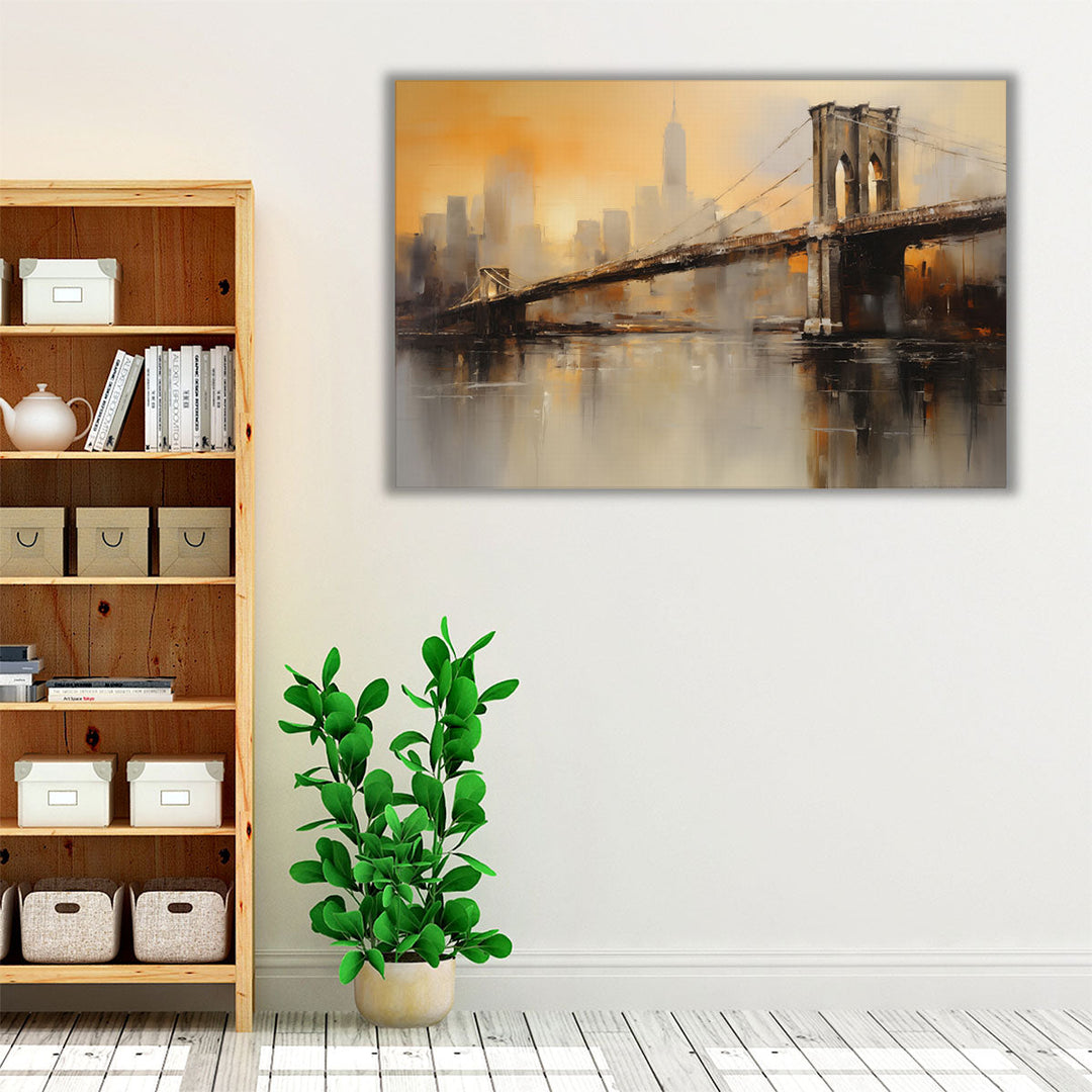 NYC Bridge in Oil - Canvas Print Wall Art