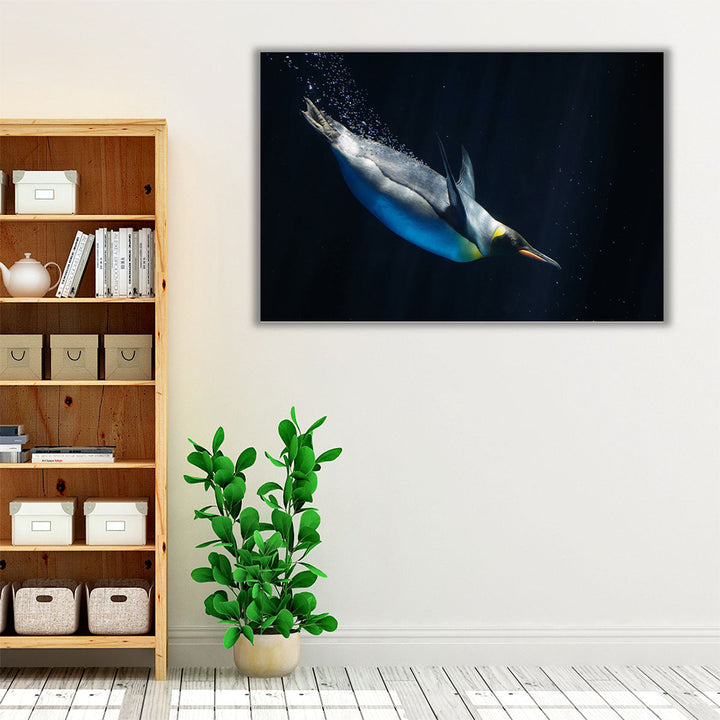 Elegant Emperor Penguin Underwater - Canvas Print Wall Art