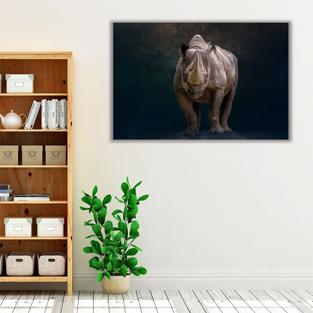 Portrait of a Black Rhino - Canvas Print Wall Art