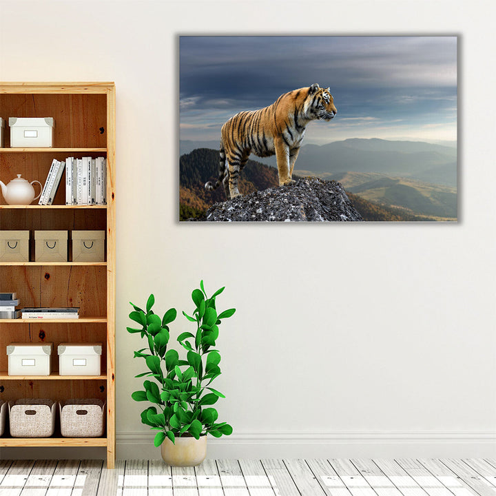 Tiger Standing On a Rock - Canvas Print Wall Art