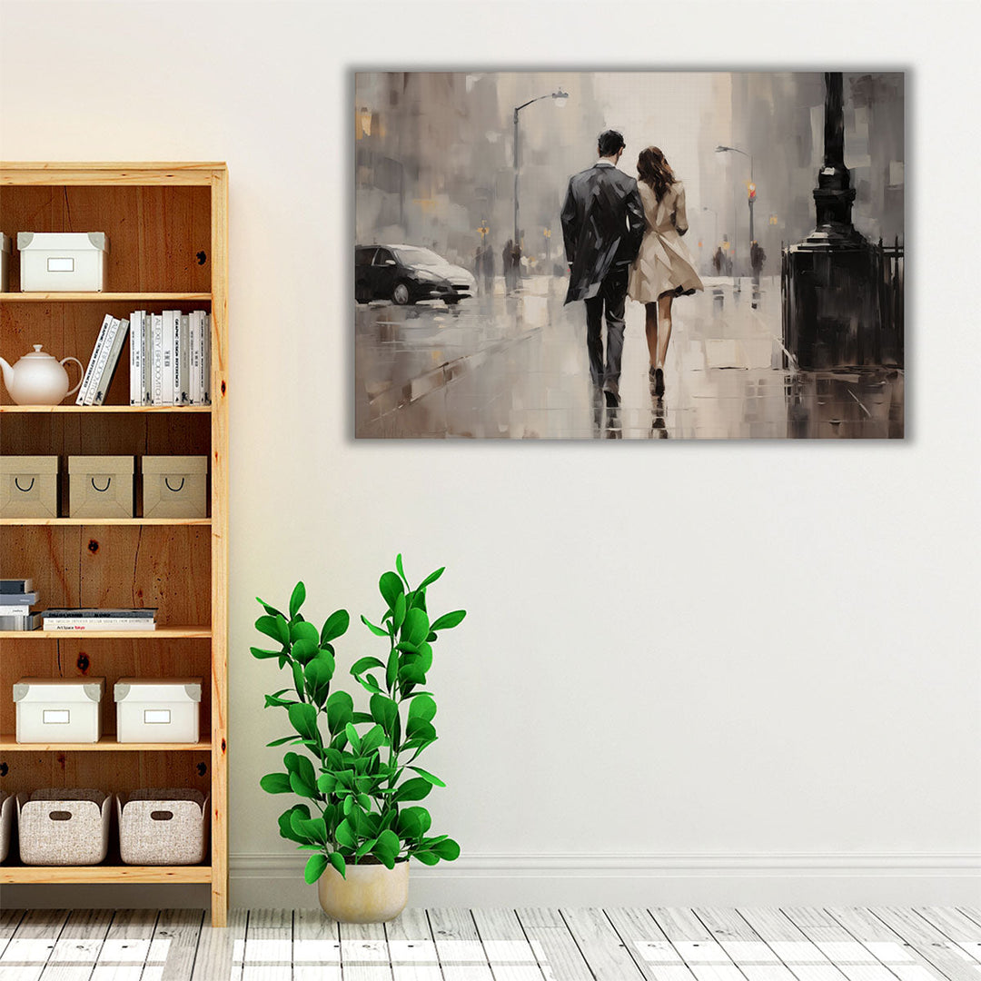 Urban Romantic Walk - Canvas Print Wall Art