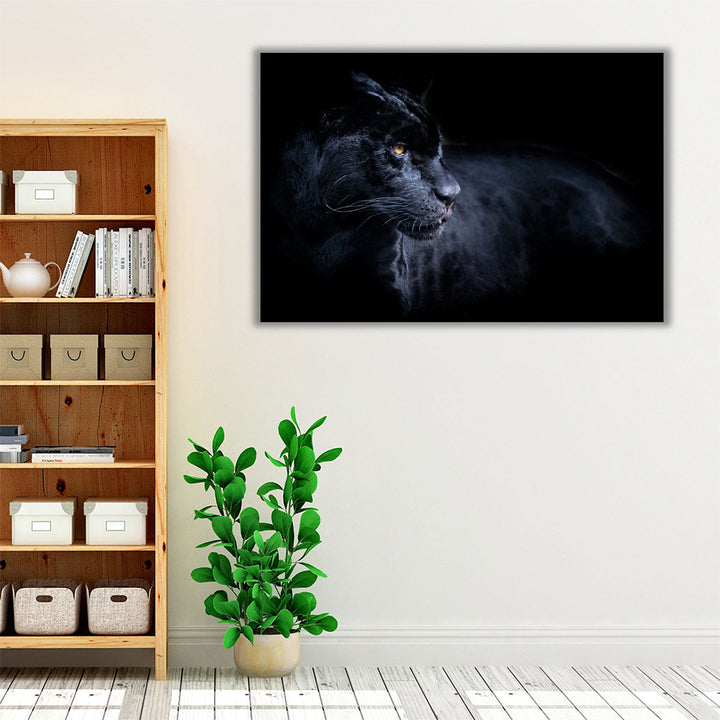 Black Panther with a Black Background - Canvas Print Wall Art