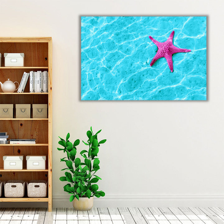 Starfish in Blue Water with Light Reflection - Canvas Print Wall Art