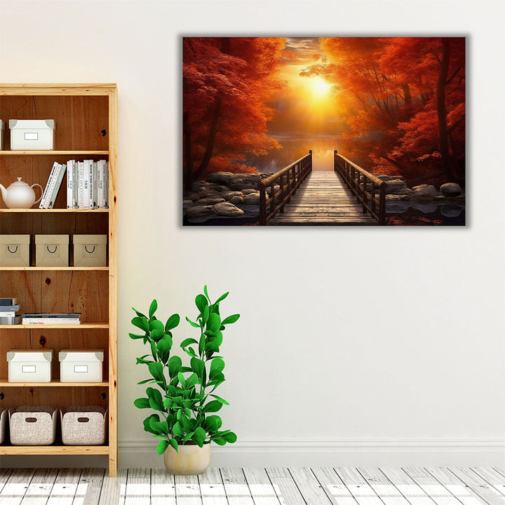 Autumn Bridge Essence - Canvas Print Wall Art