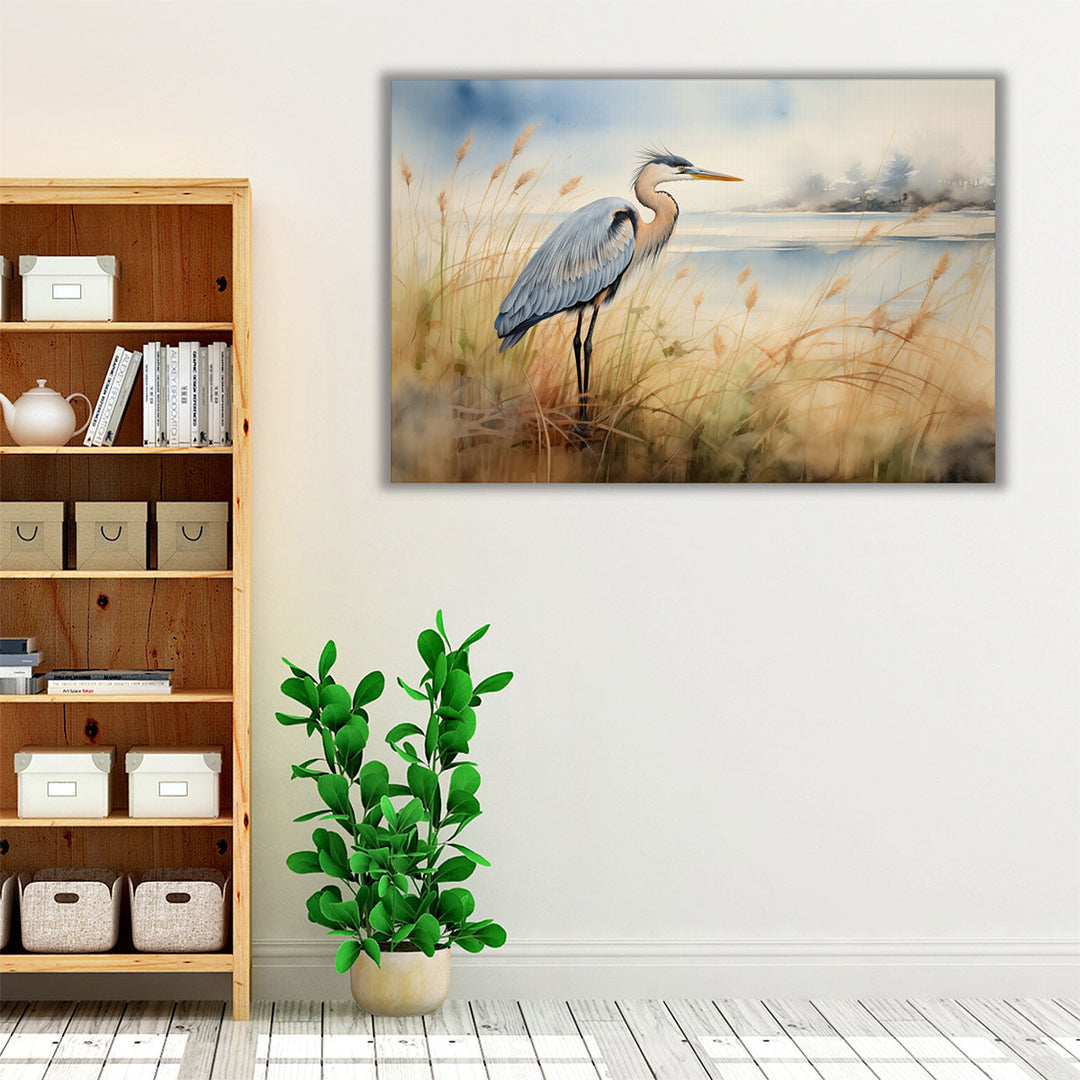 Heron's Maritime Vision - Canvas Print Wall Art