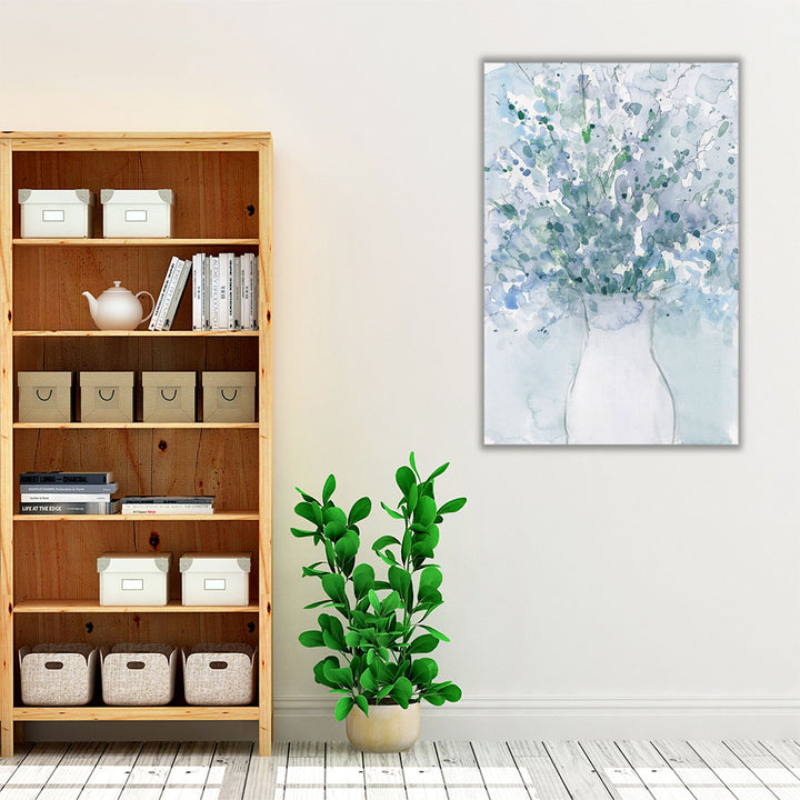 Powder Blue Arrangement in Vase I - Canvas Print Wall Art