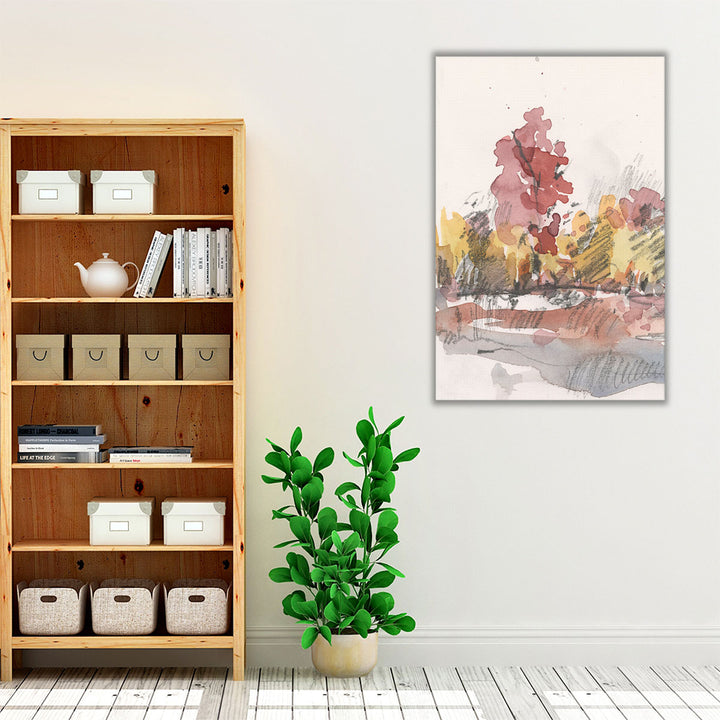 Watercolor Treeline Sketch I - Canvas Print Wall Art