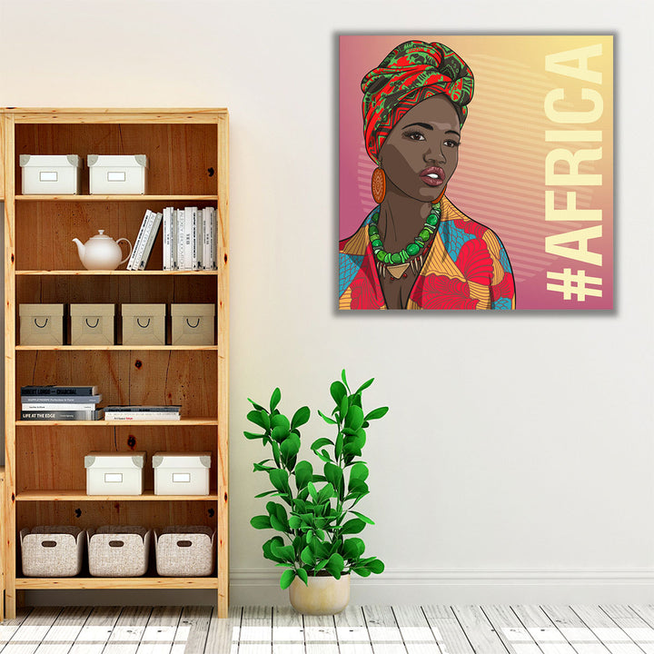 A Black African Woman In Traditional Clothing Fashion - Canvas Print Wall Art