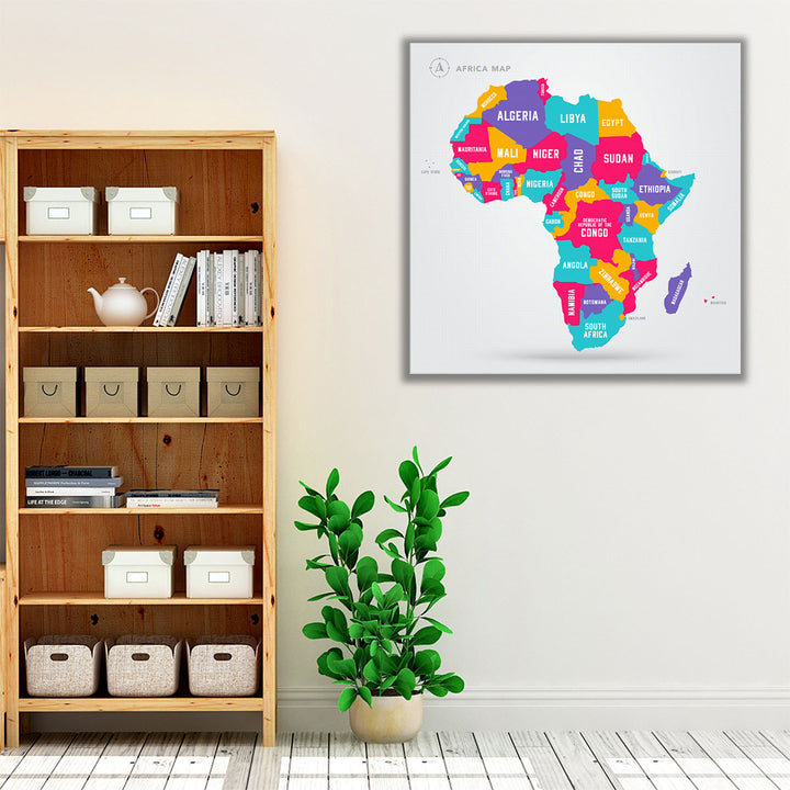 Africa Map With Its Countries - Canvas Print Wall Art