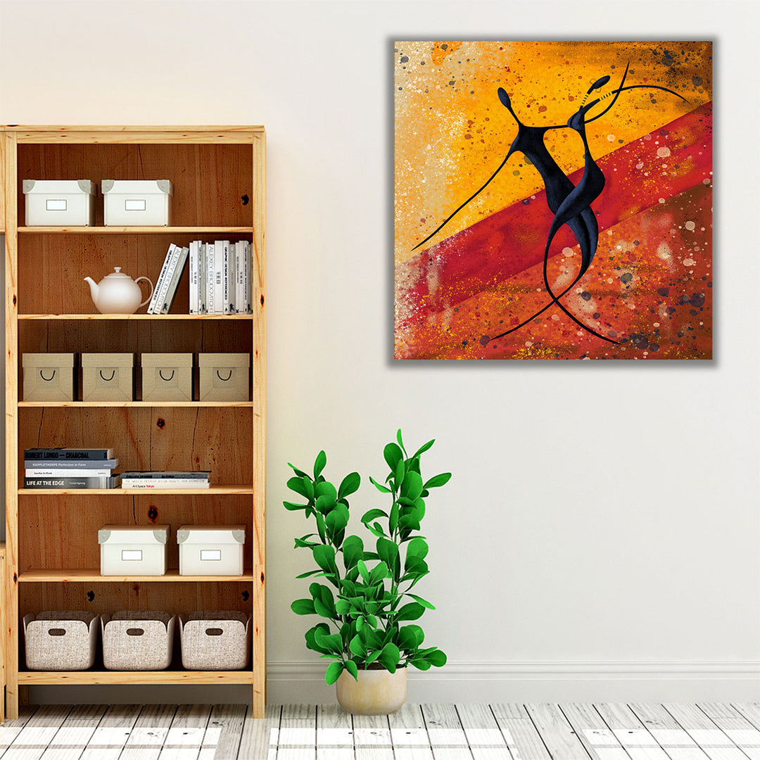 An African Couple Dance On The Floor Digital Painting Artwork - Canvas Print Wall Art