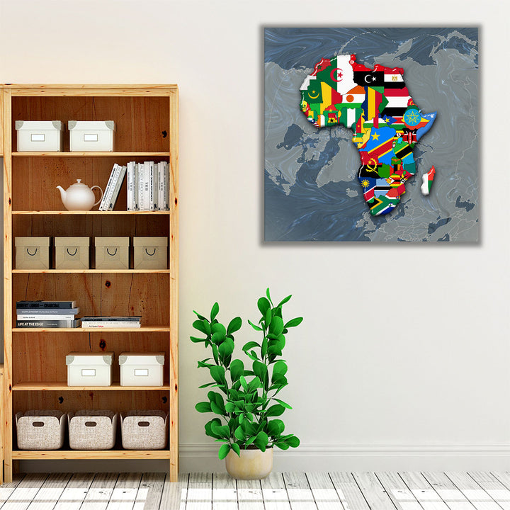 Africa Continent Flags Map - Canvas Print Wall Art